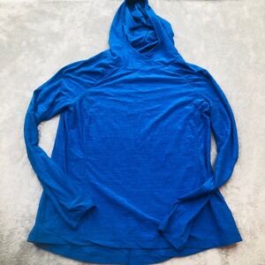 Athletic Hoodie Pullover Thumb Hole Top Lightweight Blue Women's L/G‎